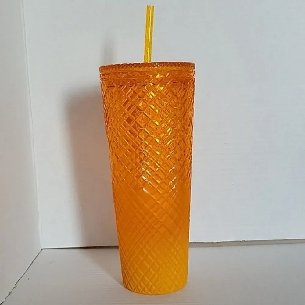 Starbucks Cold Travel Tumbler Cup 2021 24 Oz Venti Ombre Orange Mango Jeweled